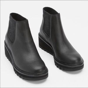 Eileen Fisher Washed Leather Wedge Chelsea Bootie